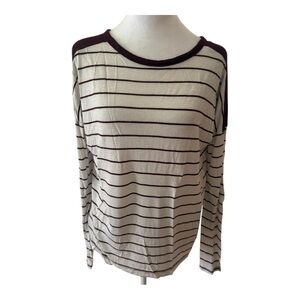 Old Navy White and Maroon Long Sleeve Blouse